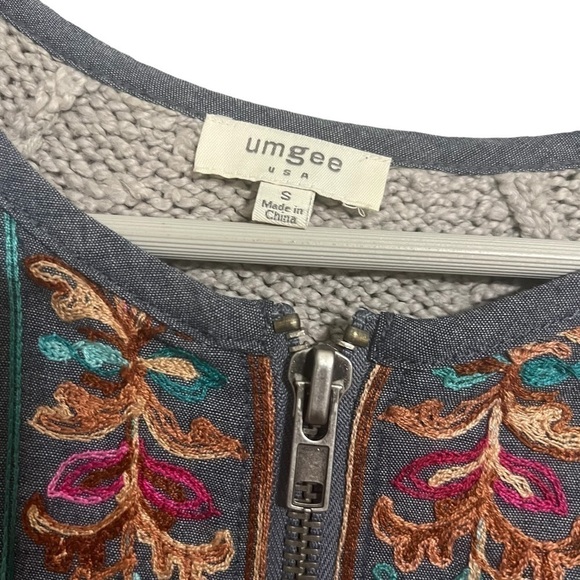 Umgee boho jacket embroidered zip up jacket knit - Picture 14 of 16